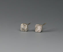 Load image into Gallery viewer, Square broken silver stud earrings with sterling silver