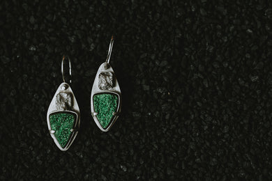 Broken Uvarovite Garnet Earrings