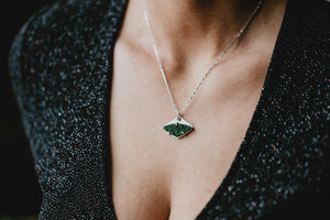 Horizontal Green Uvarovite Garnet Necklace