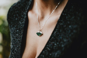 Horizontal Green Uvarovite Garnet Necklace