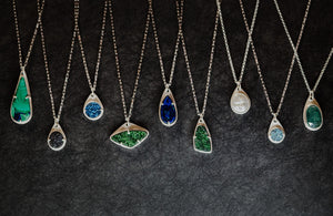 Vertical Green Uvarovite Garnet Necklace