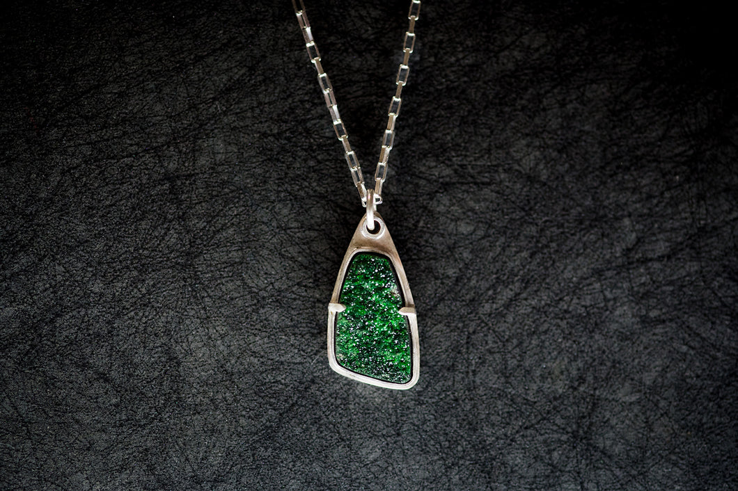 Vertical Green Uvarovite Garnet Necklace