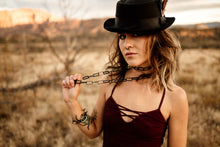 Load image into Gallery viewer, Woman wearing silver and steel chain link necklace doubled with limited links bracelet