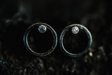 Load image into Gallery viewer, Steel circle earrings with silver studs